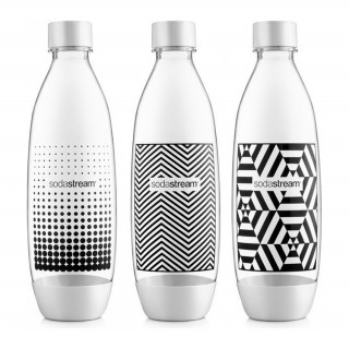 Sodastream Bottle Jet black-white 3 x 1L Carbonator  bottle Dom