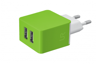Trust 2x1A USB wall charger Green Mobile
