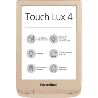 POCKETBOOK e-Reader PB627 LUX4 Gold case (6"E Ink Carta, Cpu: 1GHz,512MB,8GB,1500mAh, wifi,mSD) Tablet