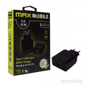 Max Mobile QC 3.0 3A universal USB Black fast charger Type-C USB cable 