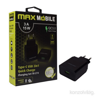 Max Mobile QC 3.0 3A universal USB Black fast charger Type-C USB cable Mobile