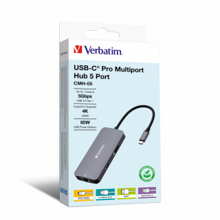 Verbatim CMH-05 USB Tip-C 5000 Mbit/s Srebro PC