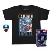 Funko Pocket Pop! & Tee: Marvel - Captain America (Special Edition) (4cm) Bobble-Head Vinyl Figura & Majica (L) 