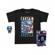 Funko Pocket Pop! & Tee (Child): Marvel - Captain America Vinyl Figura & Majica (XL) 