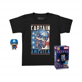 Funko Pocket Pop! & Tee (Child): Marvel - Captain America Vinyl Figura & Majica (XL) Merch