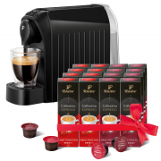 TCHIBO Cafissimo Easy Black aparat za kavu na kapsule + Espresso Elegant Aroma 8*10 kapsula + Espresso Intense Aroma 8*10 kapsula 