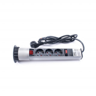 TOO PPS-303-3S IP20, 3x 2P+F, switchable, silver, table-mountable socket distributor PC