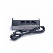 TOO VPS-314-3S IP20, 3x 2P+F, silver, table-mountable socket distributor 