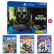 Playstation 4 (PS4) Slim 500GB + Call of Duty Modern Warfare 2 + Sackboy: A Big Adventure + LittleBigPlanet 3 + Ratchet & Clank 