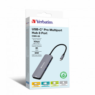 Verbatim USB-C Pro Multiport Hub CMH-08 - Ezüst (32151) PC