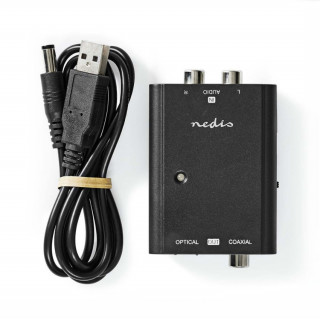 Nedis ACON2508BK, analogno-digitalni audio pretvarač, 2x RCA ulaz - digitalni koaksijalni / toslink izlaz PC