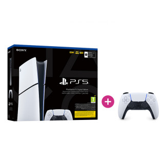 PlayStation 5 Digital Edition (Slim) + PlayStation 5 (PS5) DualSense kontroler (bijelo-crno) PS5