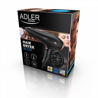 Adler AD2244 Hair dryer, 2000W, , ionic function, black-gold Dom