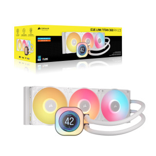 Corsair iCUE LINK TITAN 360 RX LCD Procesor Sve-u-jednom vodeno hlađenje 12 cm Bijelo 1 kom PC