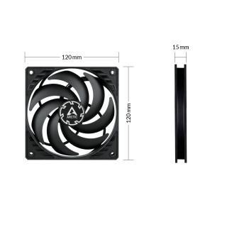 ARCTIC P12 Slim PWM PST Kućište računala Ventilator 12 cm Crno 3 kom PC