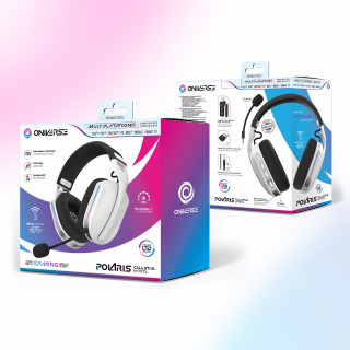 Oniverse Polaris Slušalice Žičano i bežično Obruč za glavu Igranje USB Type-C / USB Type-A Bluetooth Crno, Bijelo PC