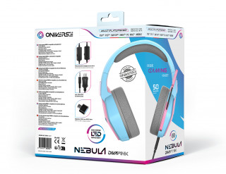 Oniverse Nebula Slušalice Žičano Obruč za glavu Igranje USB Tip-A Plavo, Ružičasto PC