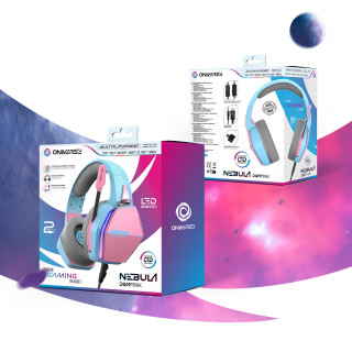 Oniverse Nebula Slušalice Žičano Obruč za glavu Igranje USB Tip-A Plavo, Ružičasto PC