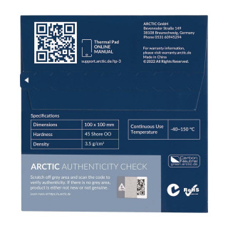 Arctic TP-3 100x100x1,5 mm toplinski vodljiva ploča (1 list/pakiranje) PC