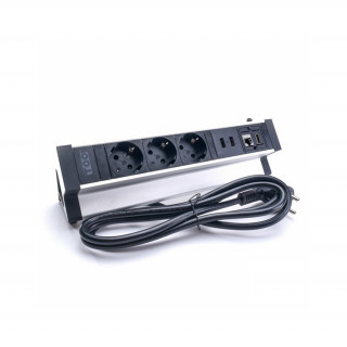 TOO DPS-113-3S IP20, 3x 2P+F, 2x USB-A, RJ45, HDMI, silver, desk-mountable socket distributor PC