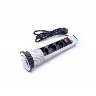 TOO PPS-300-3S IP20, 3x 2P+F, silver table-mountable socket distributor PC