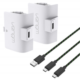 Venom VS2874 rechargable battery pack (2 pcs, 1100 mAh) + 3m cable (white) Xbox Series